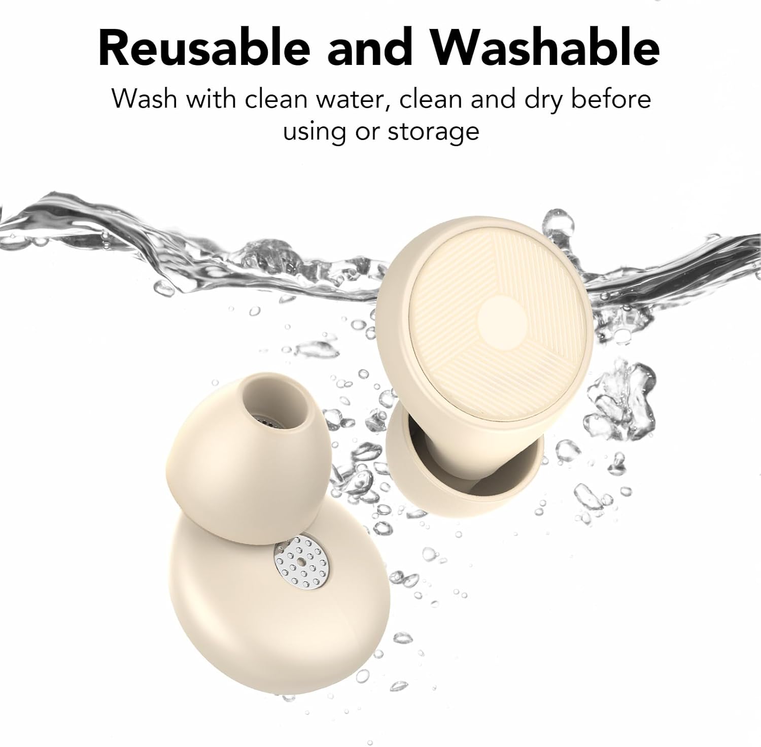 Thumbnail 6 de 2026 Bouchon d'oreille pour dormir – Réduction bruit 45 dB, silicone réutilisable (XS–L) – Blanc