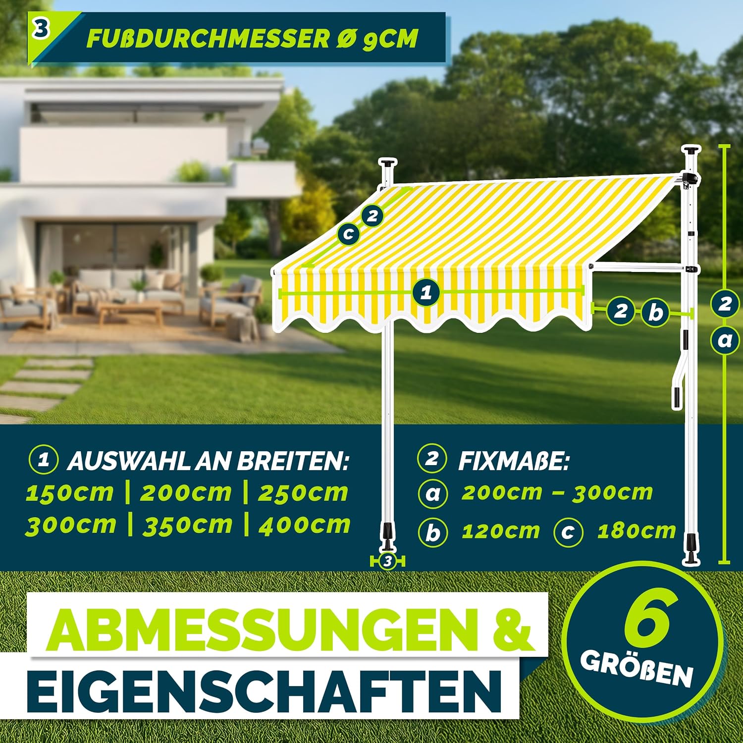 Detalle 2 de tillvex Klemmmarkise mit Handkurbel Balkon – flexibler Sonnenschutz ohne Bohren, 300 cm