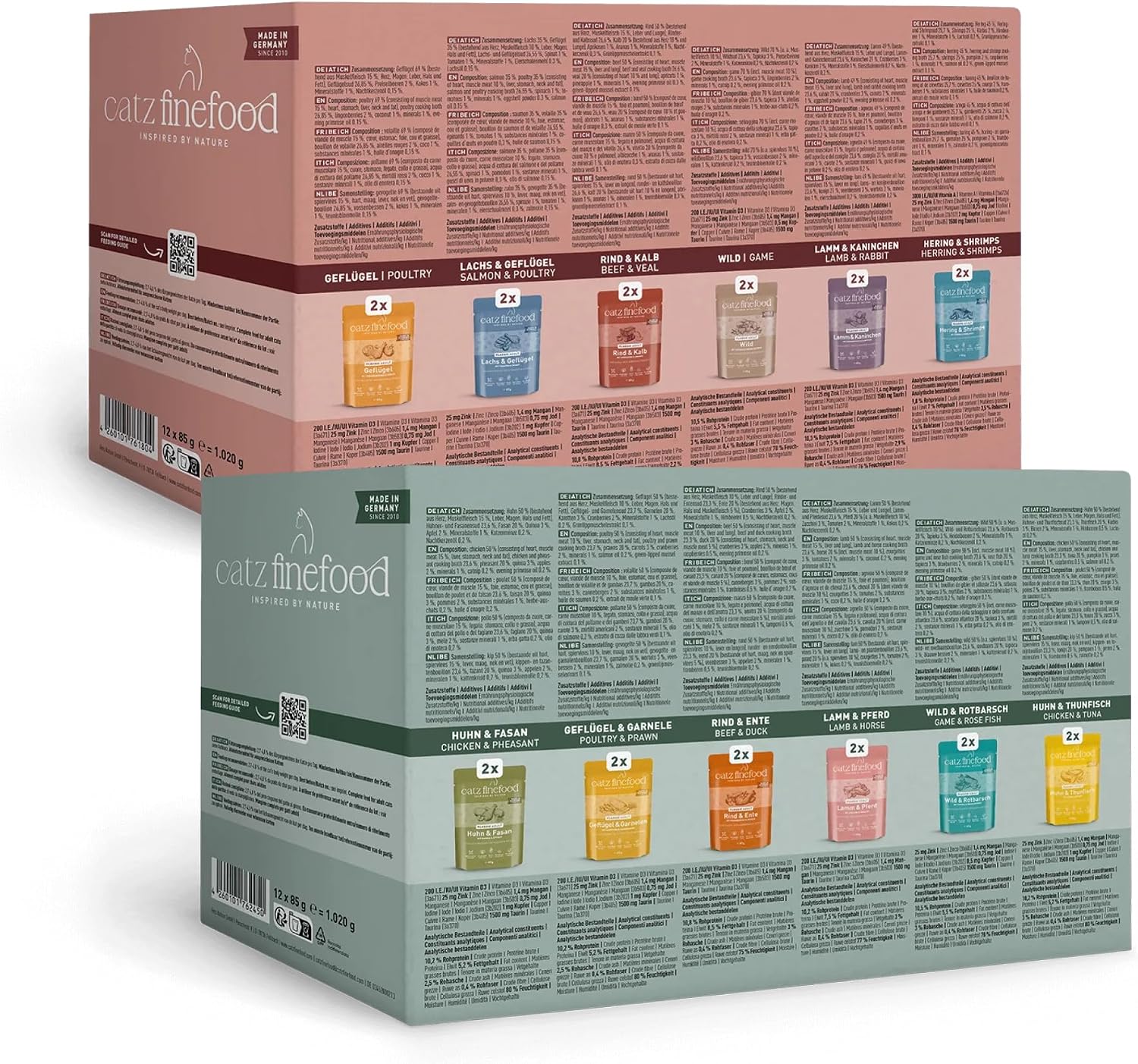 Detalle 2 de catz finefood Classic Collection Mix-Paket Nassfutter für Katzen – ohne Getreide, ohne Zucker, hoher Fleischanteil