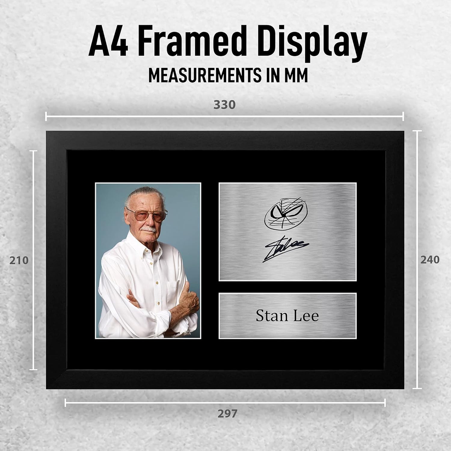 Thumbnail 1 de HWC Trading A4 FR Stan Lee Marvel framed autograph print (A4 black polycarbonate frame)