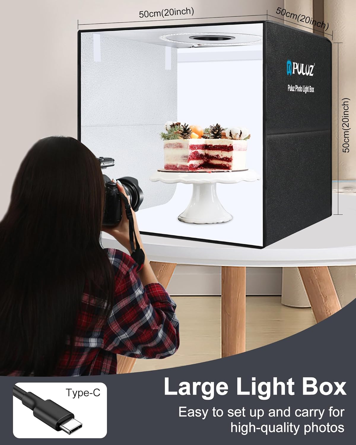Detalle 2 de PULUZ Puluz caja de luz 50x50 cm 160 LED