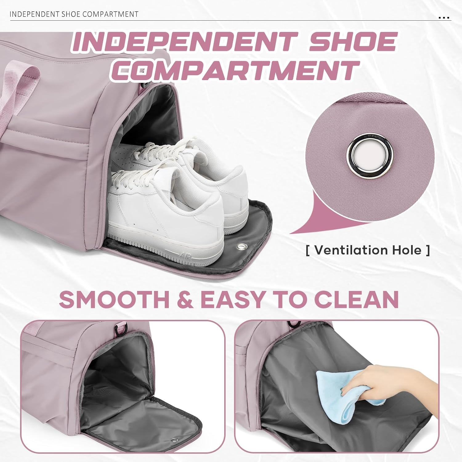 Thumbnail 4 de WEPLAN Gym Bag: Lotus Pink Waterproof Duffle for Workouts, Travel and More