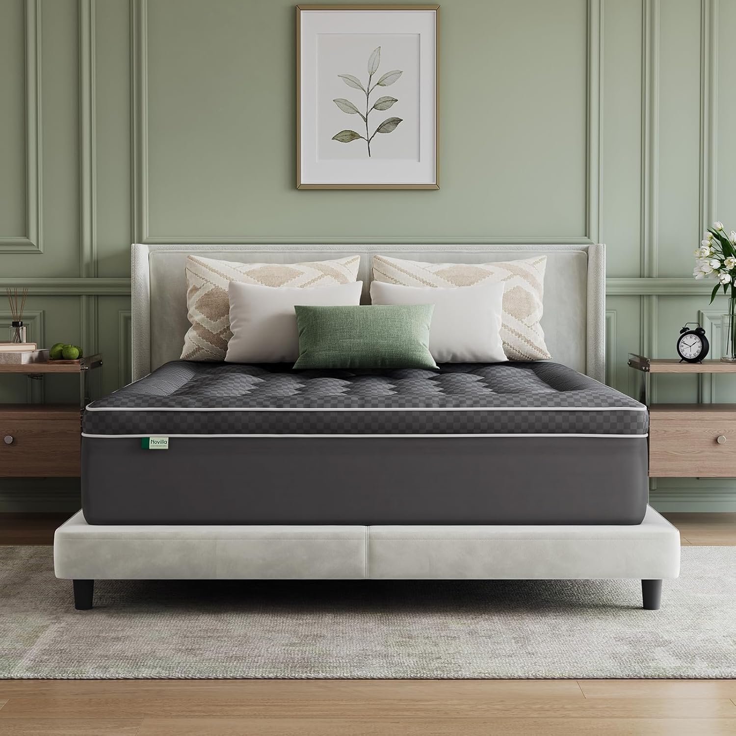 Detalle de Novilla Topper Materasso Matrimoniale 160x190 Grigio Scuro – Comfort Premium con Imbottitura Ultra-Soffice