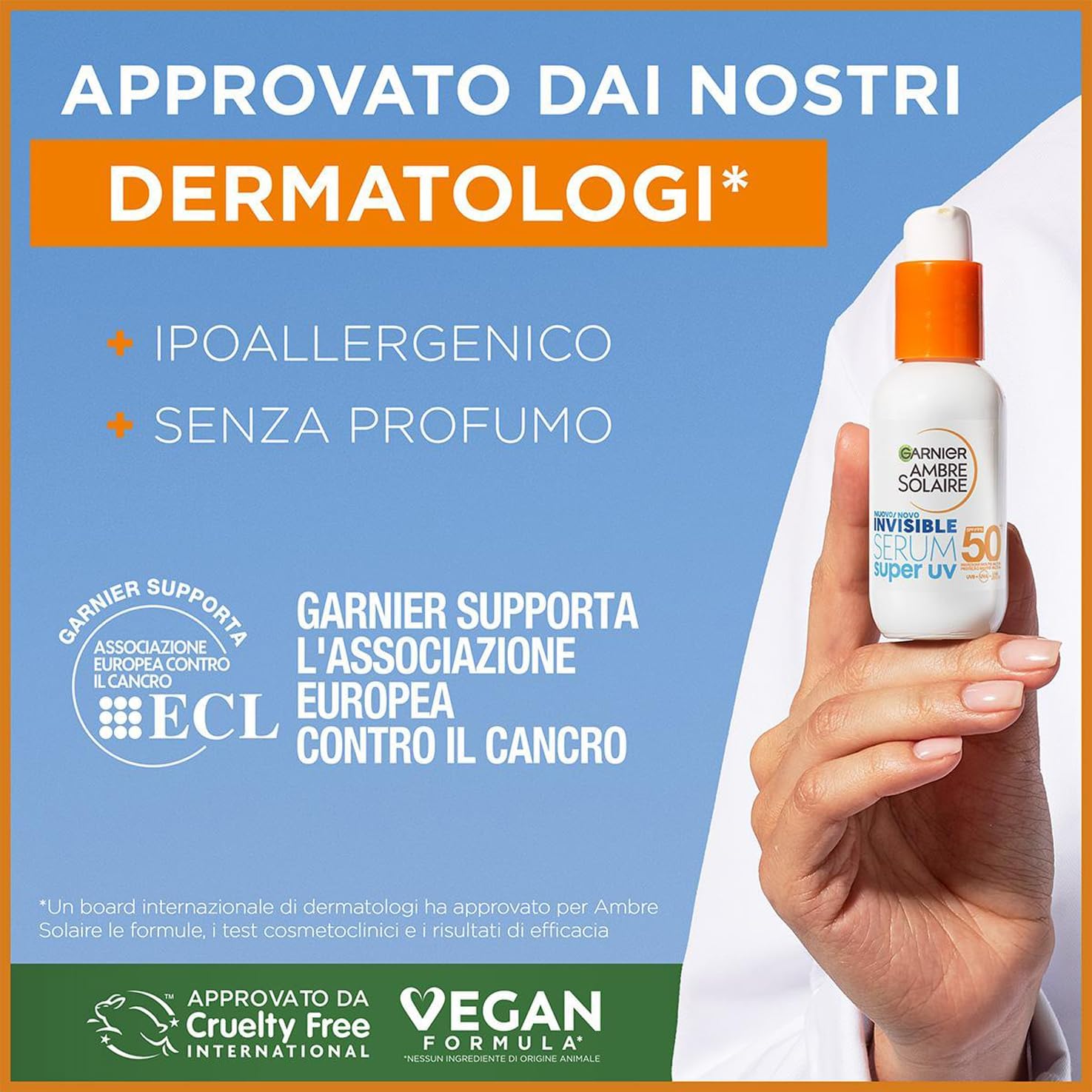Detalle 1 de Garnier Siero Viso Protettivo Invisibile Super UV SPF 50+ con Ceramide Protect, Ambre Solaire (30 ml)