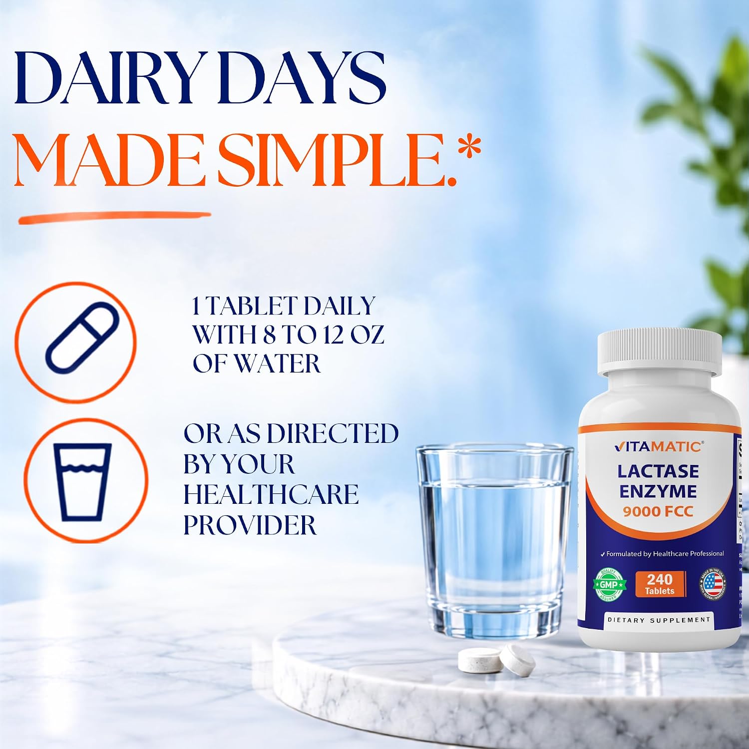 Detalle 2 de Vitamatic VMC47440 Lactase Enzyme 9000 FCC, 240 Tablets