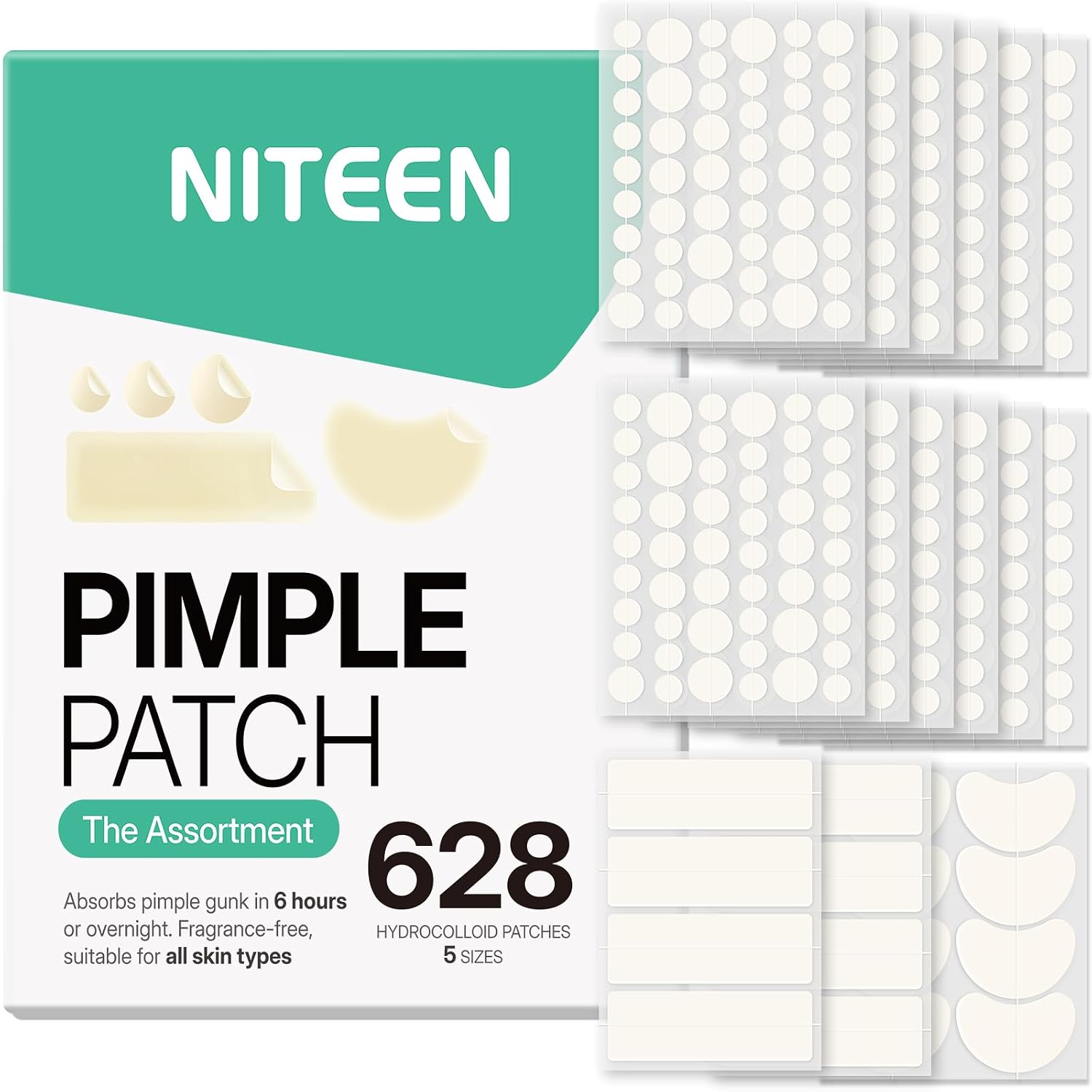 Detalle de NITEEN Hydrocolloid Pimple Patches 628 Count