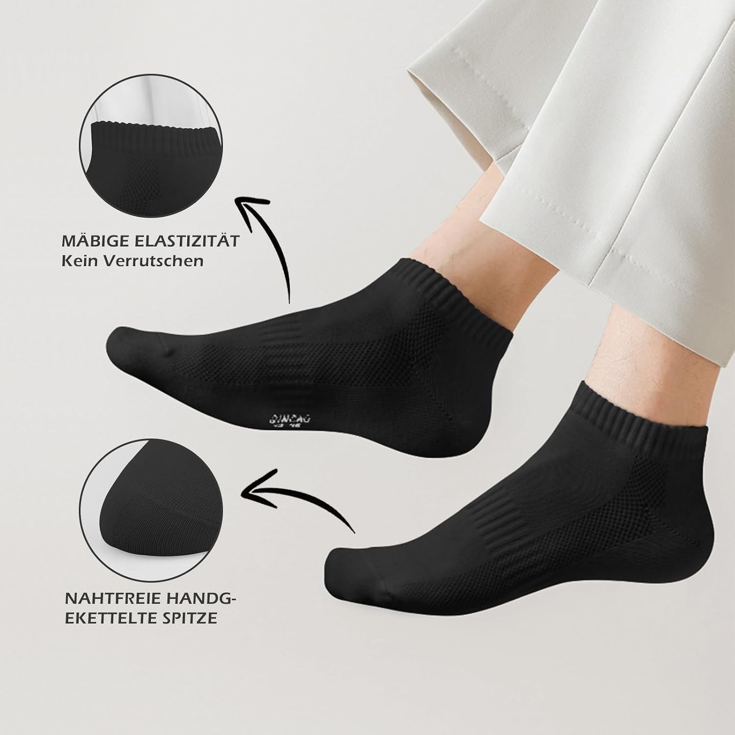Detalle de QINCAO Sneaker Socken (6/10 Paar) – kurze Baumwoll-Halbsocken für Herren & Damen