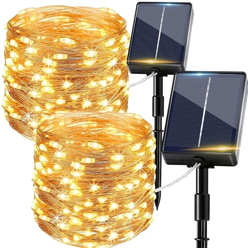 Imagen de GCCATE Solar String Lights Outdoor Garden - 2 Pack, 12M Each, 120 LED Copper Wire Weatherproof Fairy Lights en OfertitasTOP