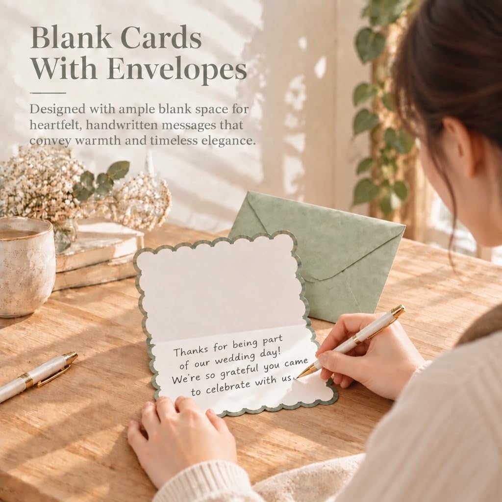 Thumbnail 2 de ABHDIEG 30-Pack Thank You Cards, 6×4-Inch Gold Foil Scalloped Set with Envelopes