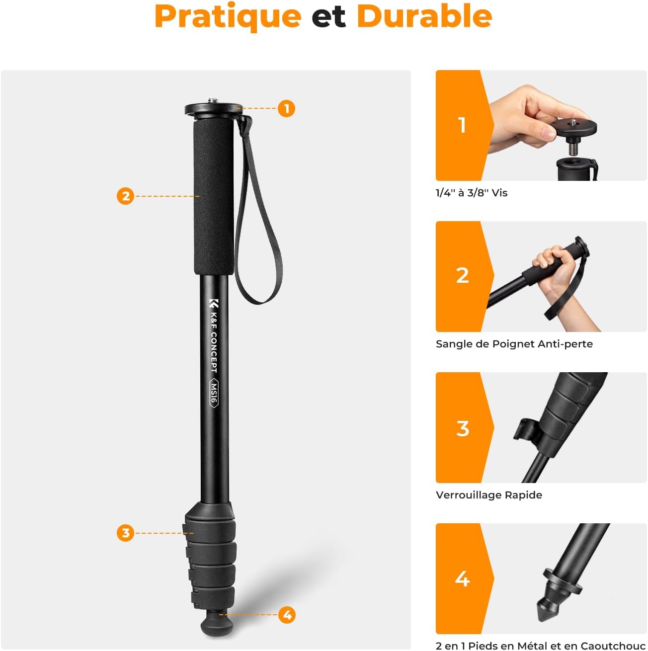 Detalle 2 de K&F Concept Monopode 160cm