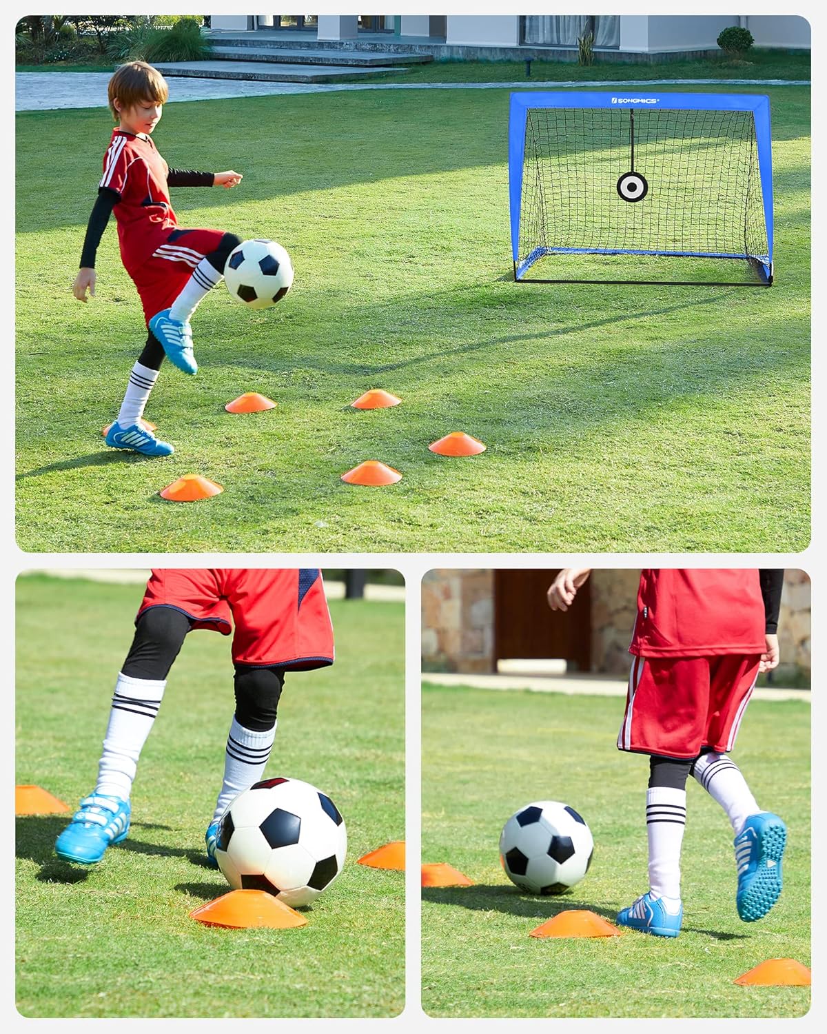 Detalle de SONGMICS Football Goals Set of 2 (4 x 3 ft) – Portable Kids Training Nets with Targets and Training Cones