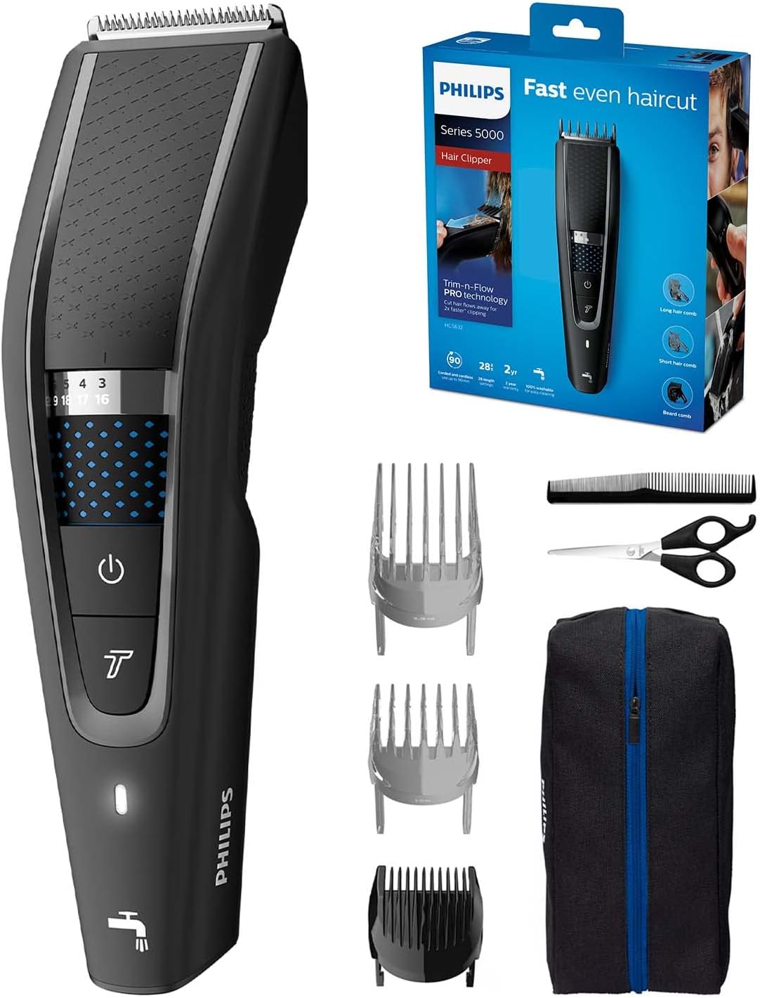 Detalle de PHILIPS Hair Clipper Series 5000 HC5632/13: Versatile trimming with Trim-n-Flow PRO