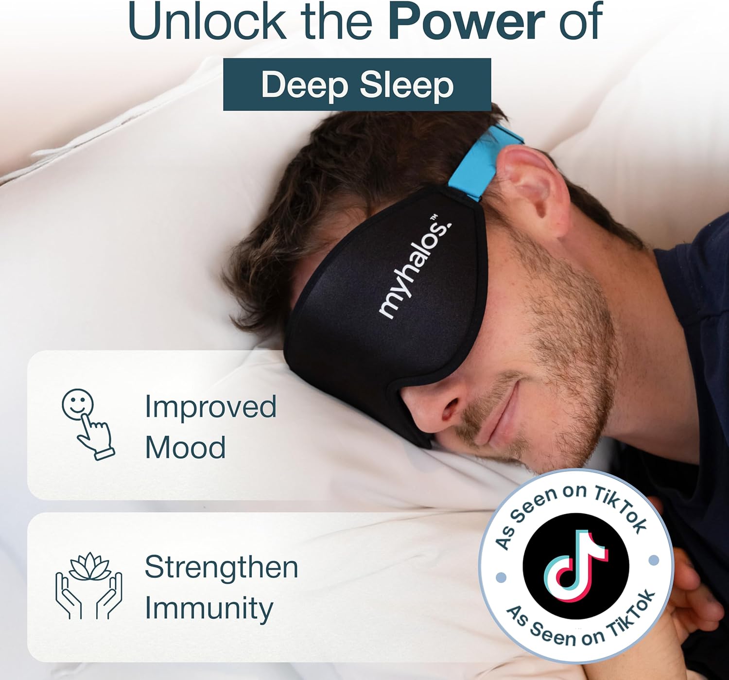 Detalle 2 de MyHalos 100% Blackout Sleep Mask — Zero Eye Pressure 😴