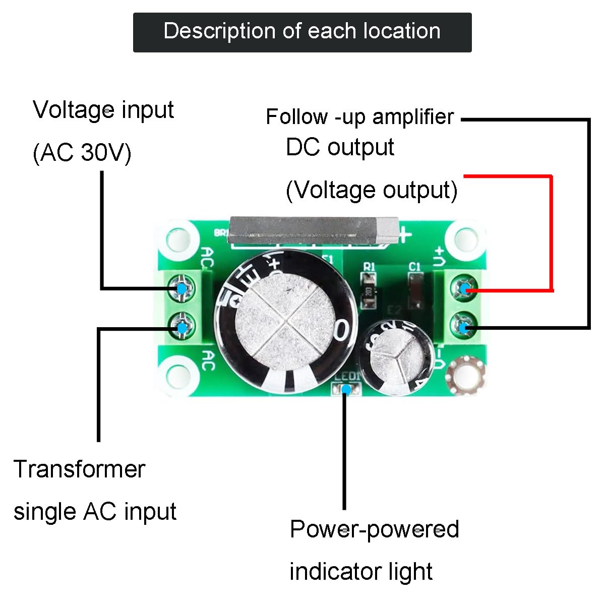 Detalle de Youmile 2-Pcs Single Power Module Rectifier Filter Board 3300uF 50V 8A