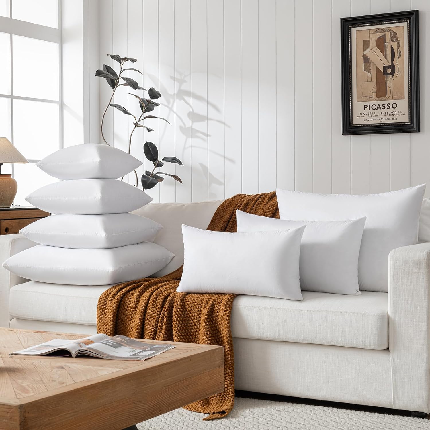 Detalle 2 de Basic Home 26x26 Euro Throw Pillow Inserts – Cotton Set of 2 ⚖