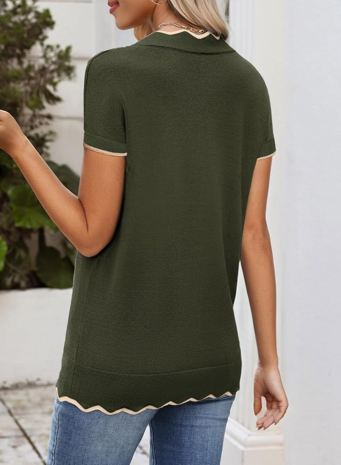 Thumbnail 1 de Dokotoo Women's Casual V Neck Short Sleeve Knit Sweater