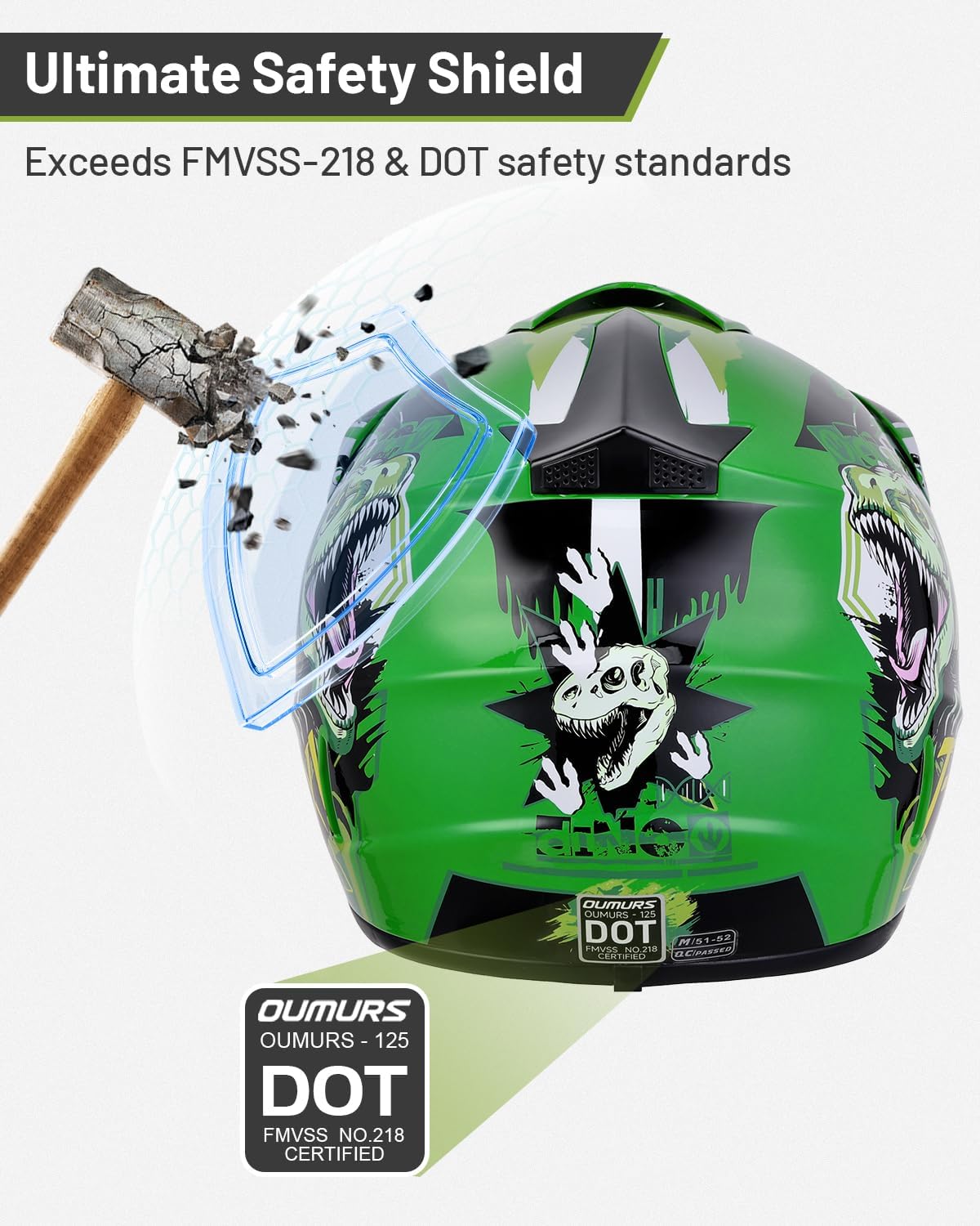 Detalle de DOT Youth Dirt Bike Helmet with Goggles & Gloves for 5-14 Years Old