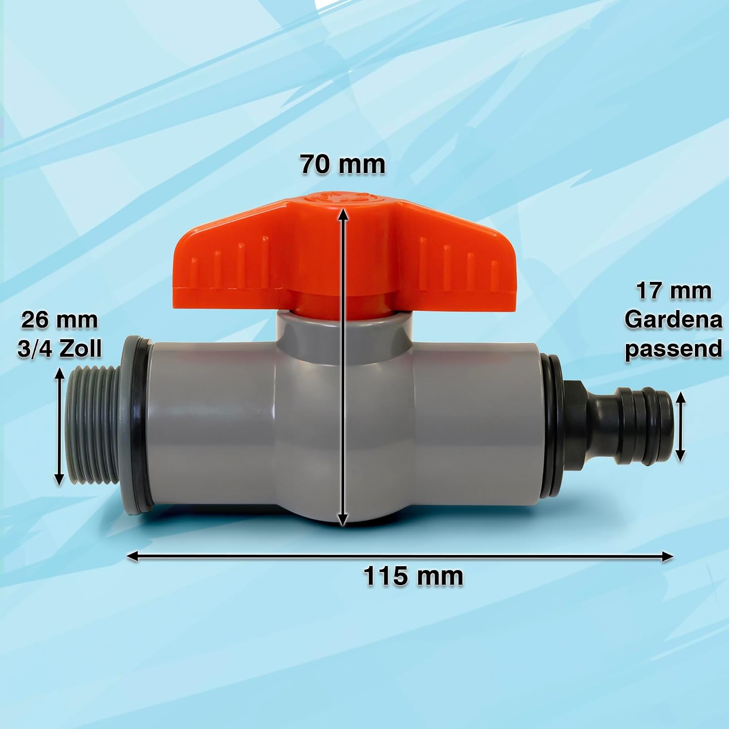Detalle de YourCasa Auslaufhahn für Regentonne mit Filter – 3/4 Zoll, kompatibel mit gängiger Schnellkupplung, Absperrfunktion