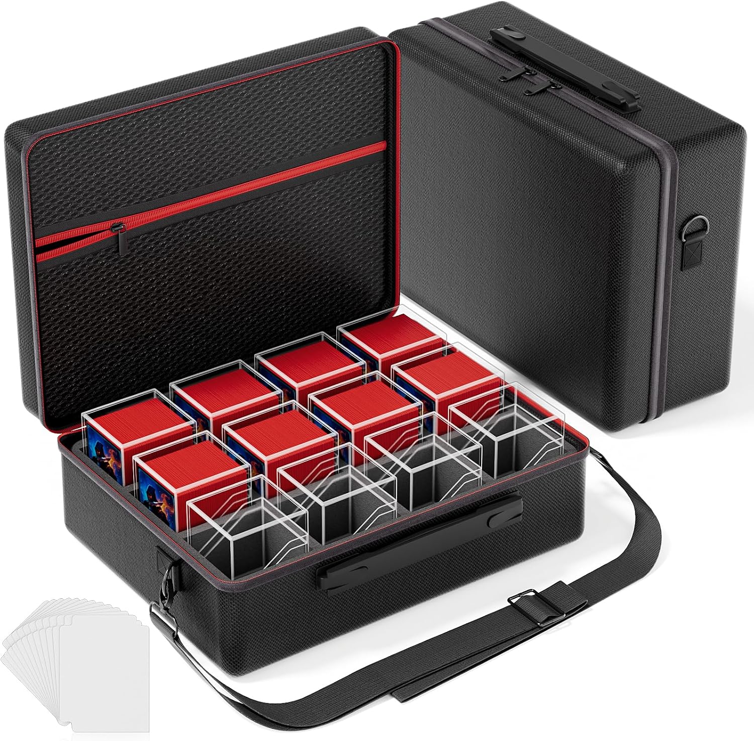 Detalle de Proijeut Card Deck Box with Portable Case, 12 Pack Clear Deck Boxes with Dividers for 1200+ Double-Sleeved Cards