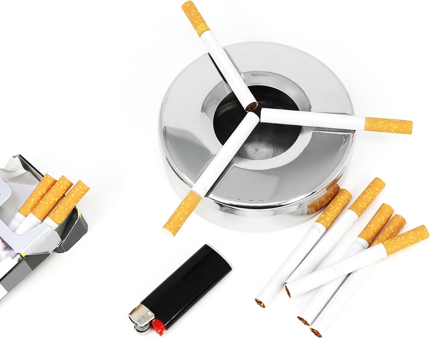 Thumbnail 3 de com-four® 3x cenicero acero inoxidable Ø 11 cm