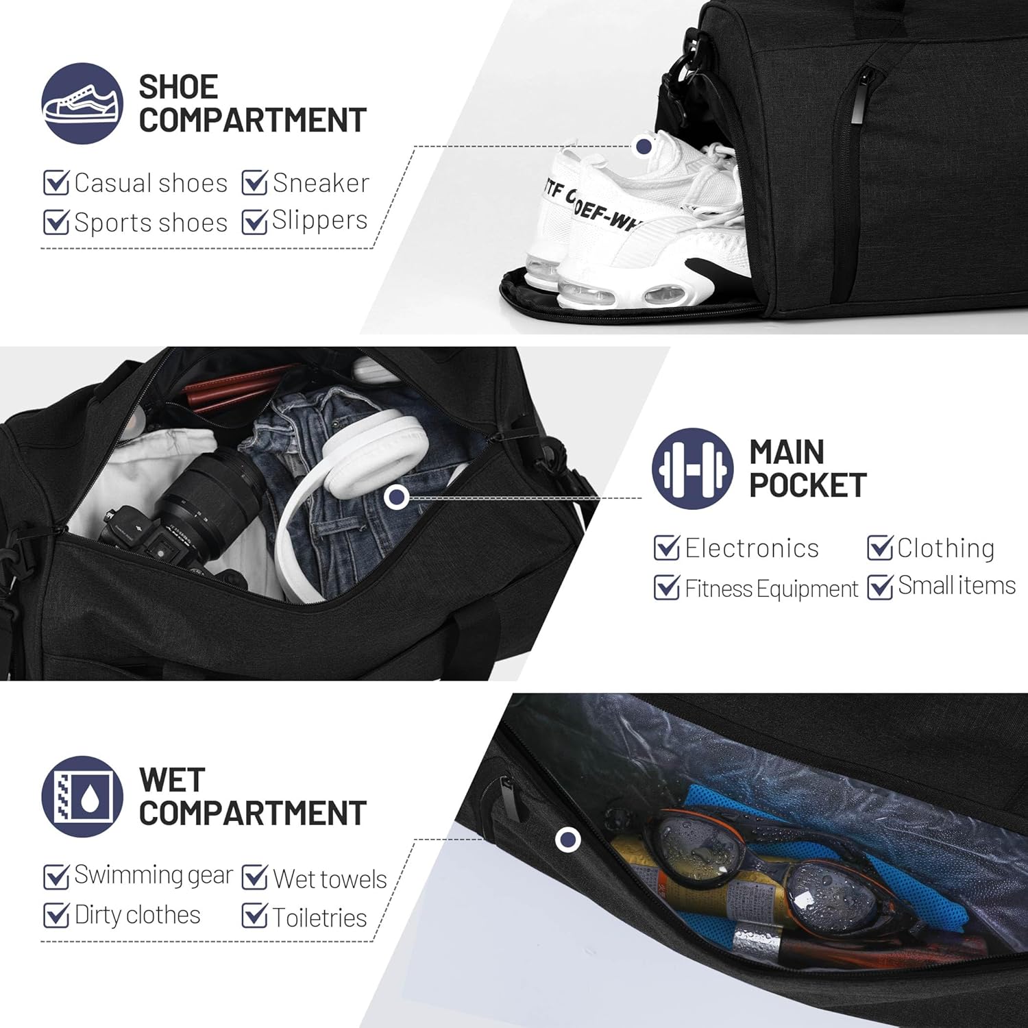 Detalle 2 de BECOJADDE 35L Gym Bag Review: a practical travel sports duffle for daily gym use