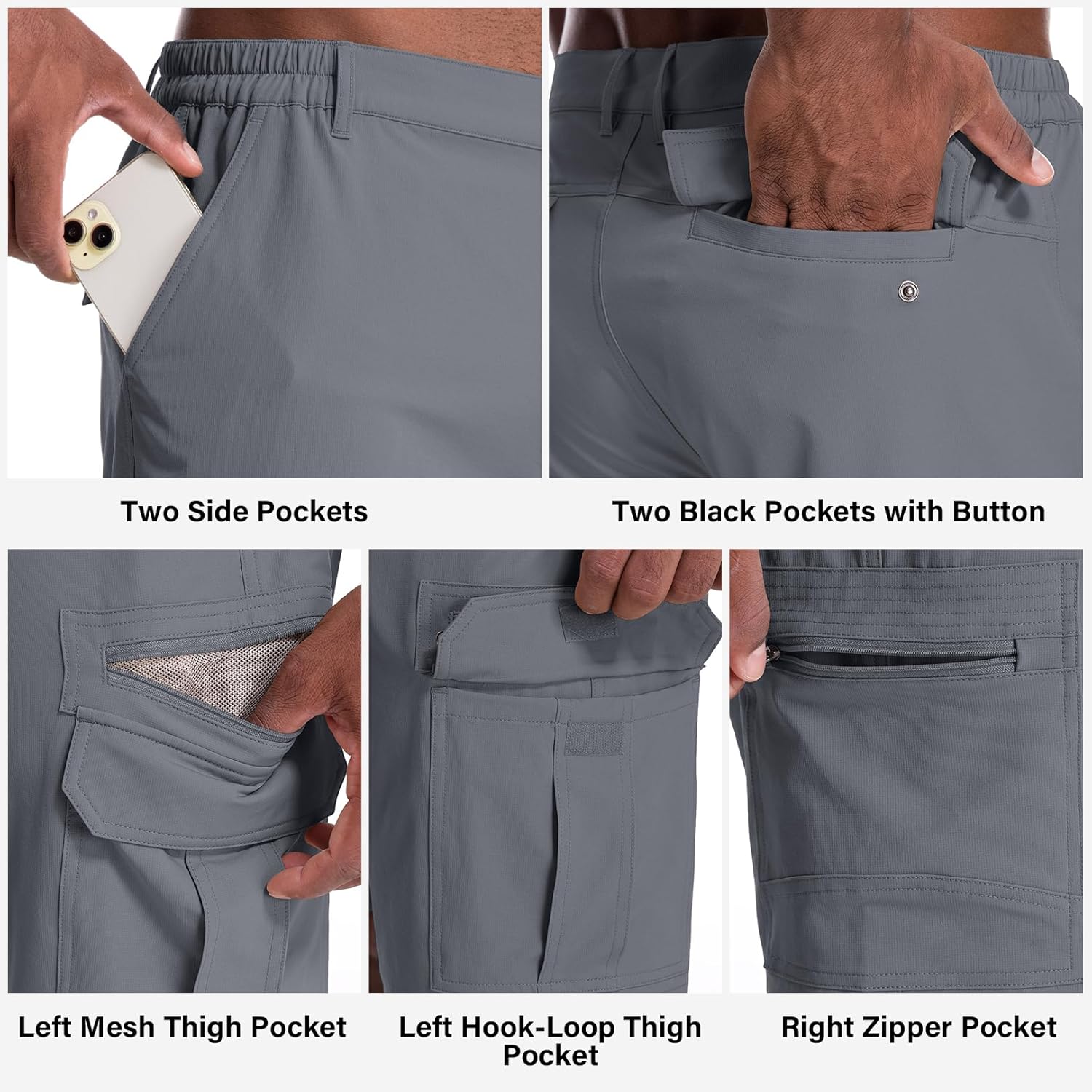 Thumbnail 2 de Jessie Kidden Men’s Outdoor Casual Expandable-Waist Quick-Dry Fishing & Hiking Shorts