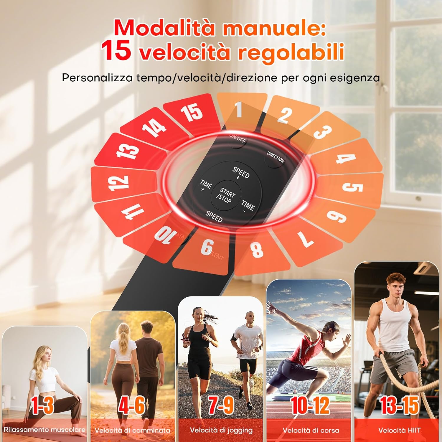 Detalle de FOUSAE Ellittica elettrico 2-in-1 da scrivania, 15 velocità regolabili e telecomando