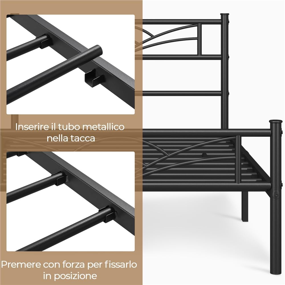Detalle 2 de Yaheetech Struttura Letto Singolo in Ferro 90 × 200 cm con Testiera a Forma di Nuvole e Spazio Aggiuntivo