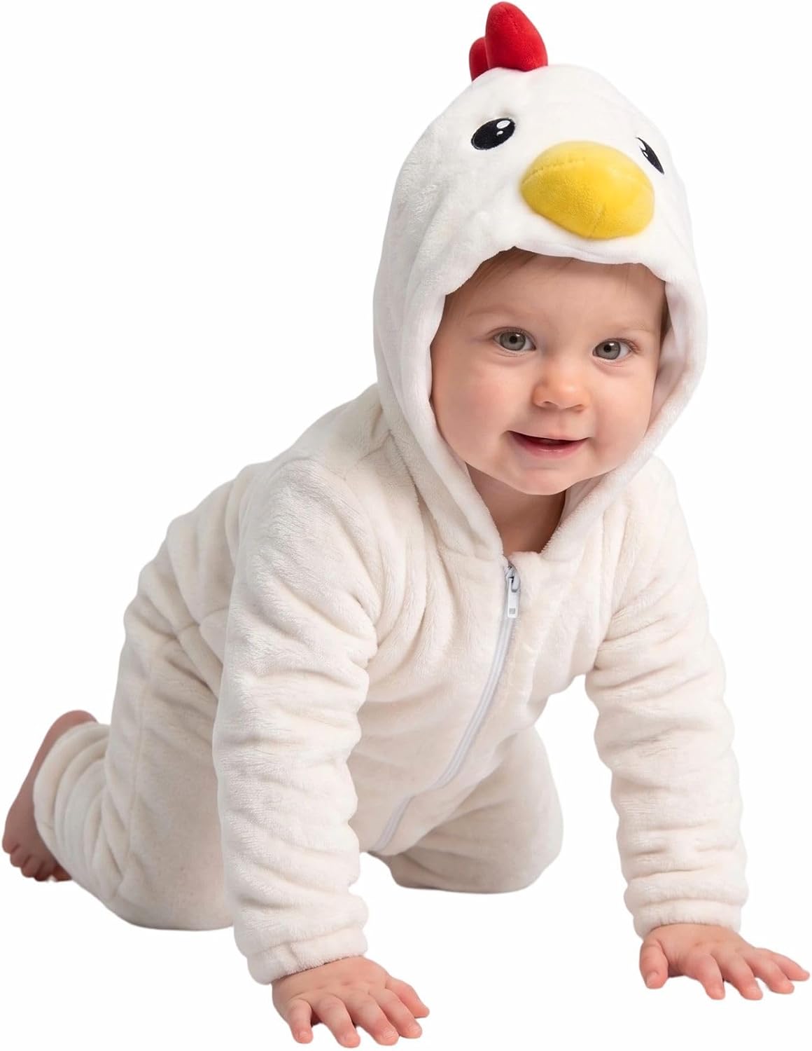 Detalle de LONULAIN Baby Animal Costume Pajamas, Flannel Hooded Romper with Zipper