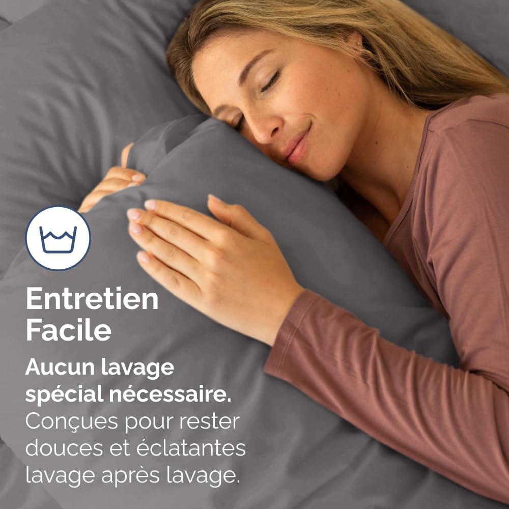 Thumbnail 4 de CGK Unlimited lot de 2 taies d’oreiller 65x65 cm gris foncé en microfibre ultra douce