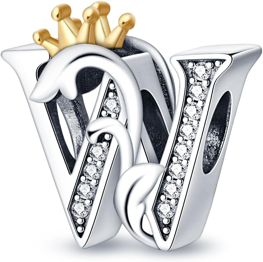 Thumbnail 4 de CQWVB Buchstabe Charm Anhänger A–Z aus 925er Sterling Silber – Kompatibel mit Pandora & europäischen Armbändern