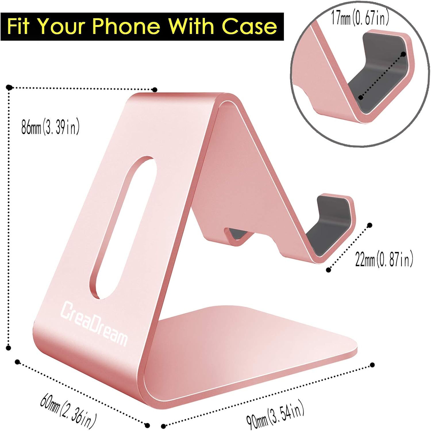 Detalle de CreaDream Aluminum Desktop Phone Stand — Rose Gold