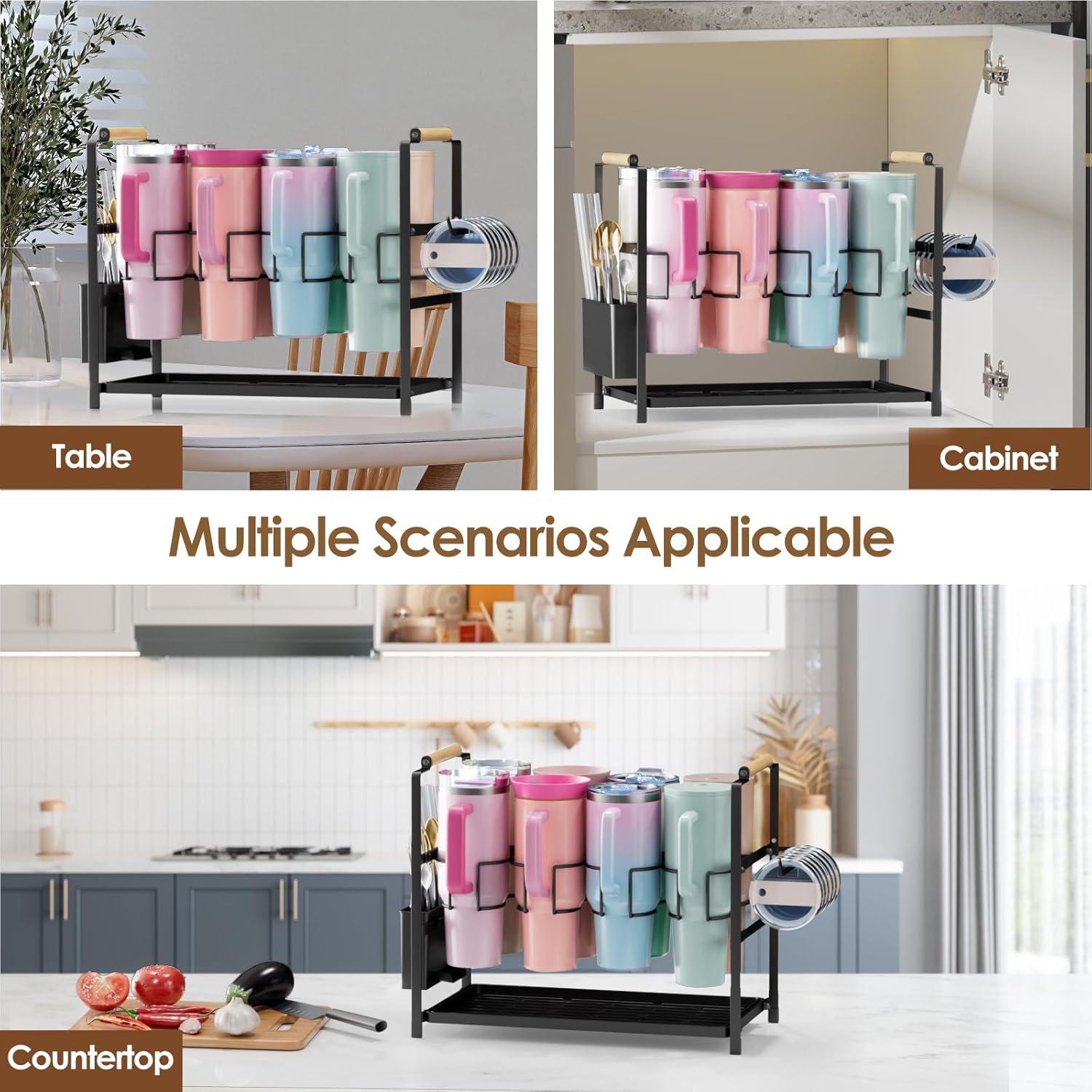 Thumbnail 4 de Housolution 8-Slot Tumbler Drying Rack for 40 oz Bottles