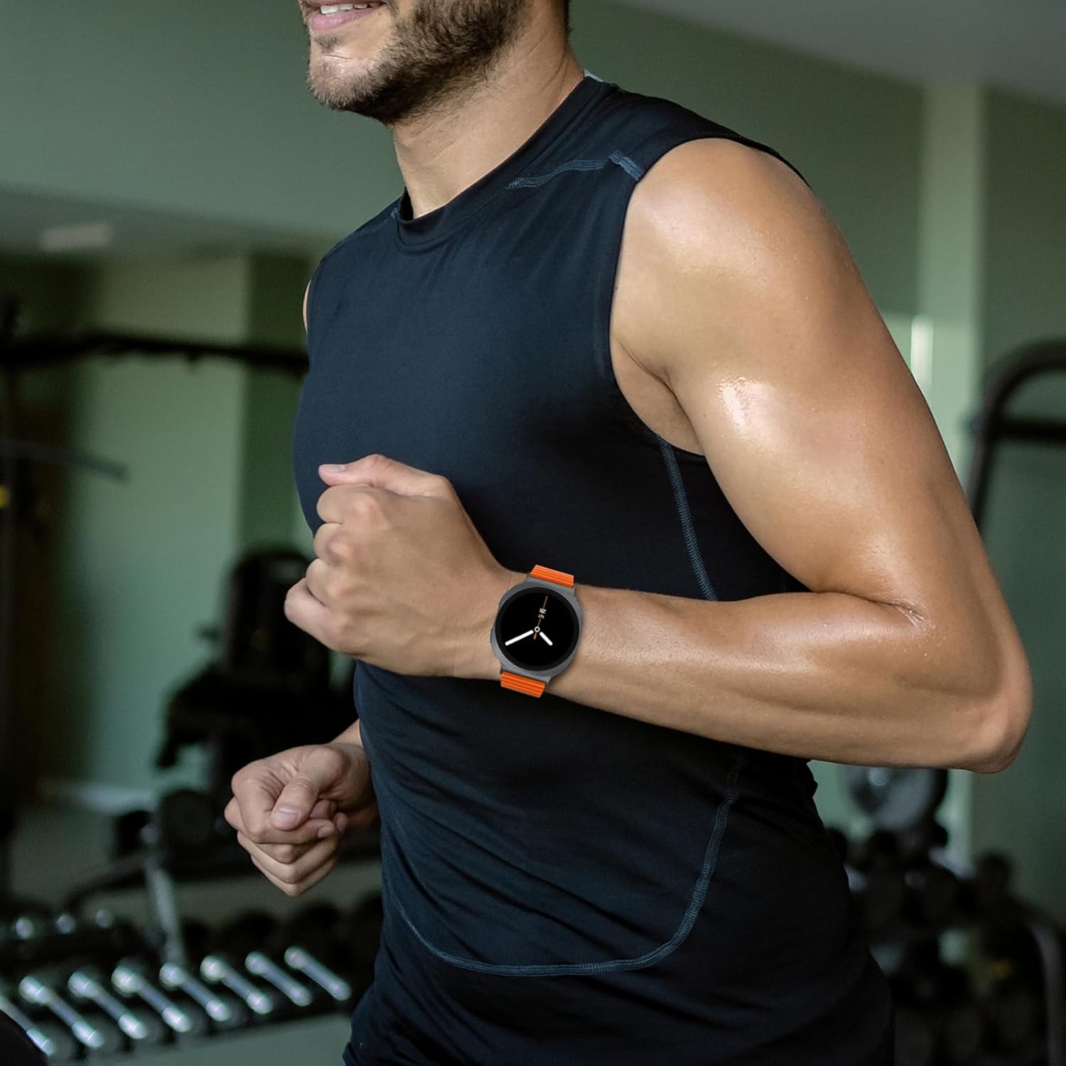 Thumbnail 4 de Anlinser Magnetic Silicone Strap for Samsung Galaxy Watch 8 / 8 Classic (44/40mm, 46mm) – Orange/Black