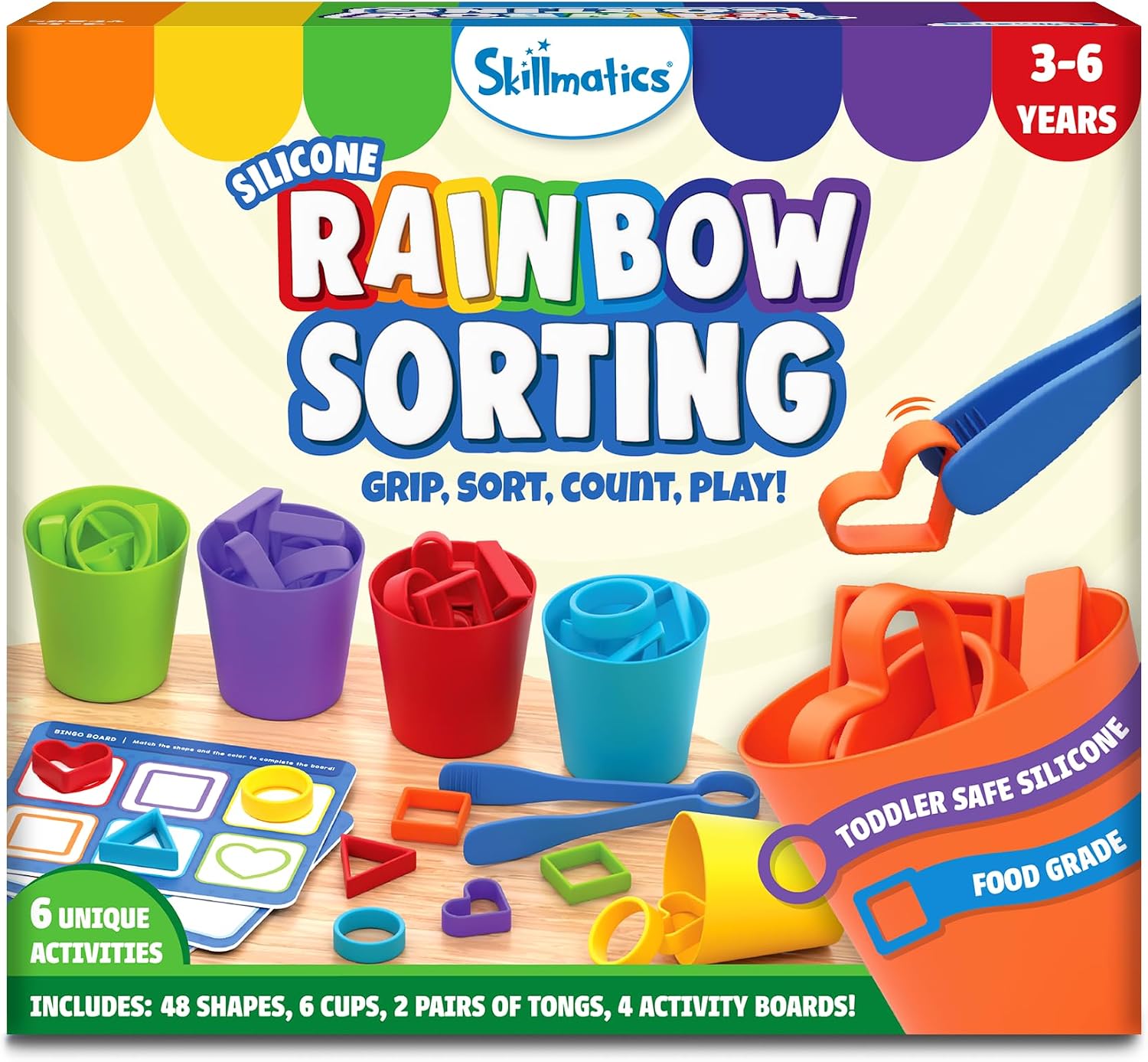 Detalle de Skillmatics Silicone Rainbow Sorting Game for Counting, Matching & Fine Motor Play