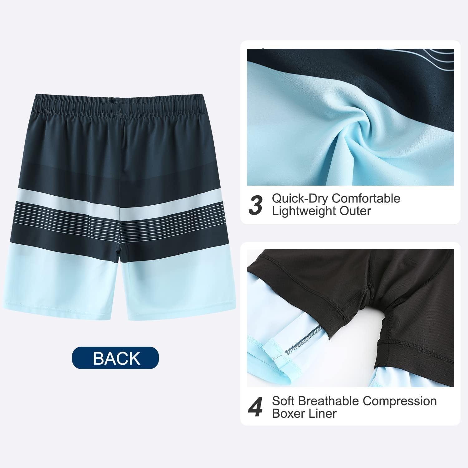 Thumbnail 4 de HODOSPORTS Mens 7" Swim Trunks with Compression Liner: Quick-Dry, Secure Pockets, Extended Sizing