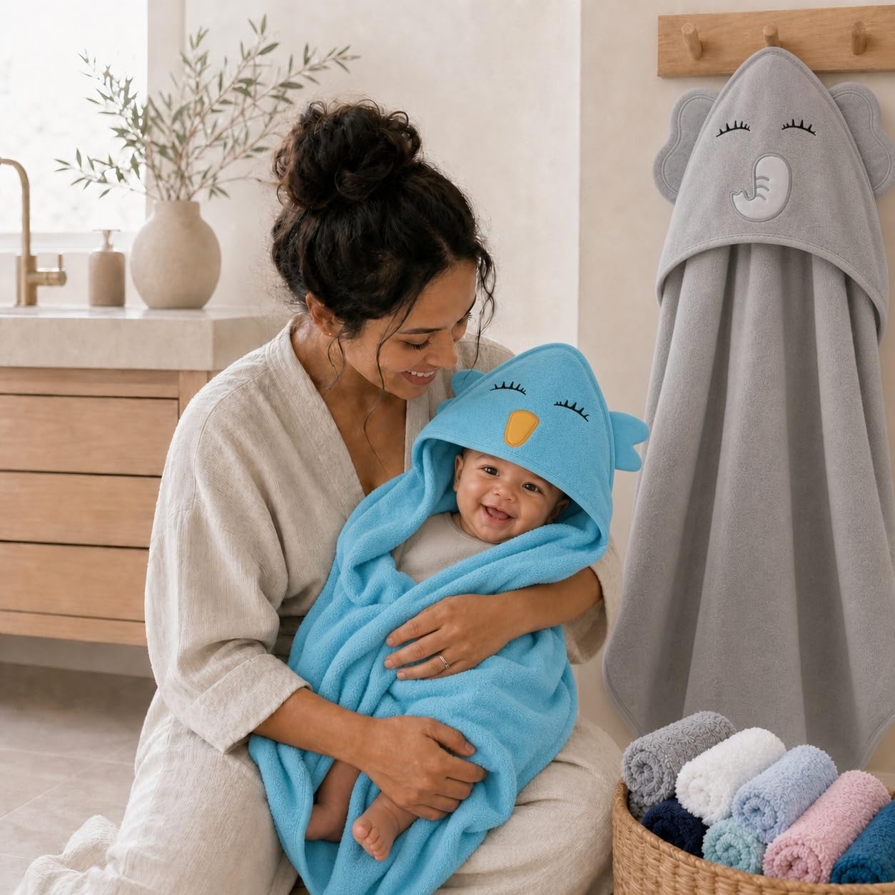 Detalle de Cute Castle Baby Hooded Towels, Bamboo-Derived Rayon