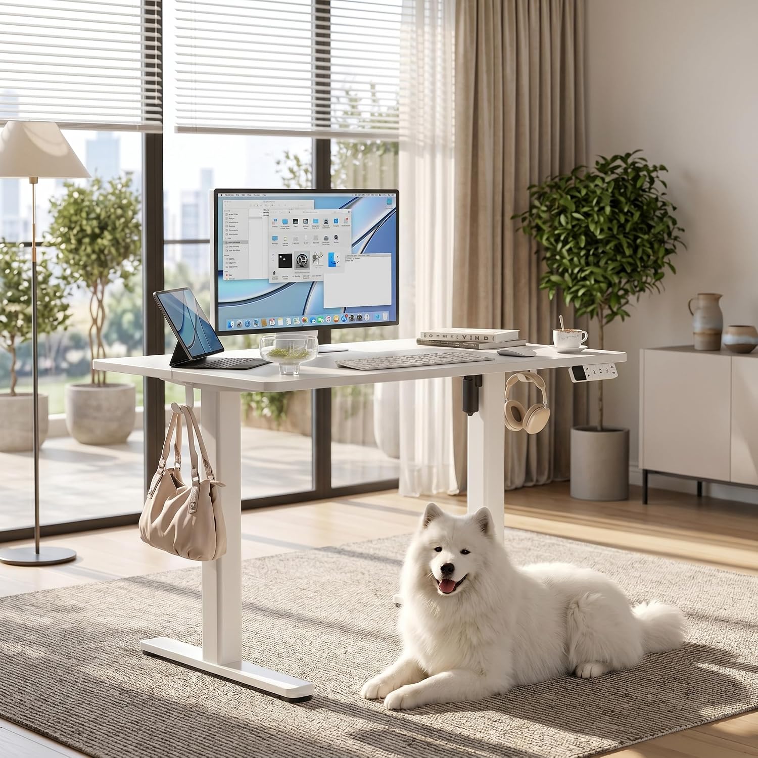 Detalle de Claiks P3.01.001.0003 Electric Standing Desk, 40 x 24 Inch, White