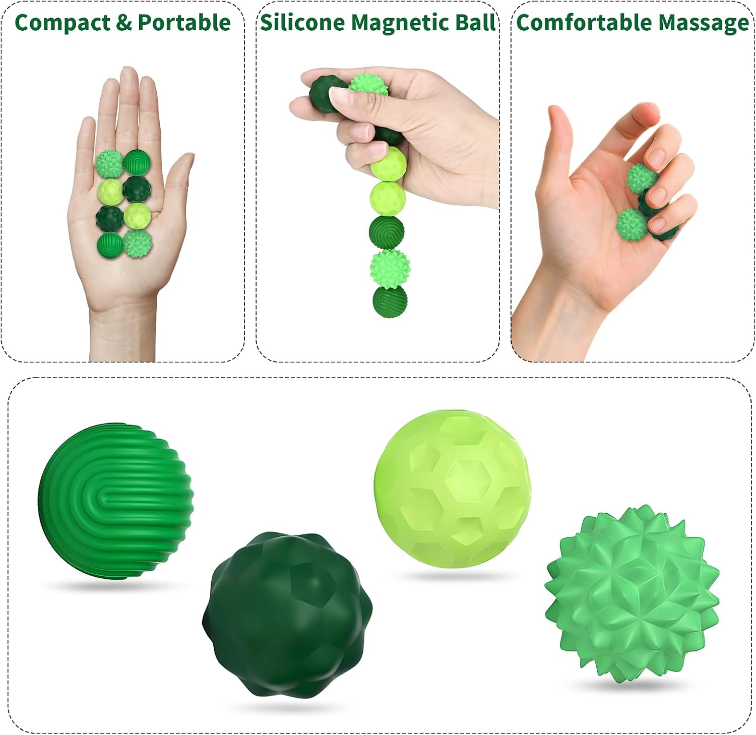 Thumbnail 5 de 8 Stück Magnetische Fidget Toys Silikon Stressball Grün Klein