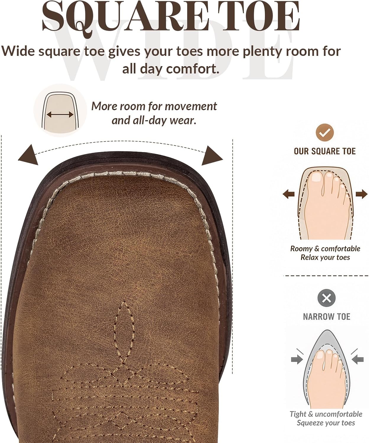 Thumbnail 4 de SheSole Western Cowgirl Boots: Square Toe, Mid-Calf, Pull-On Embroidery
