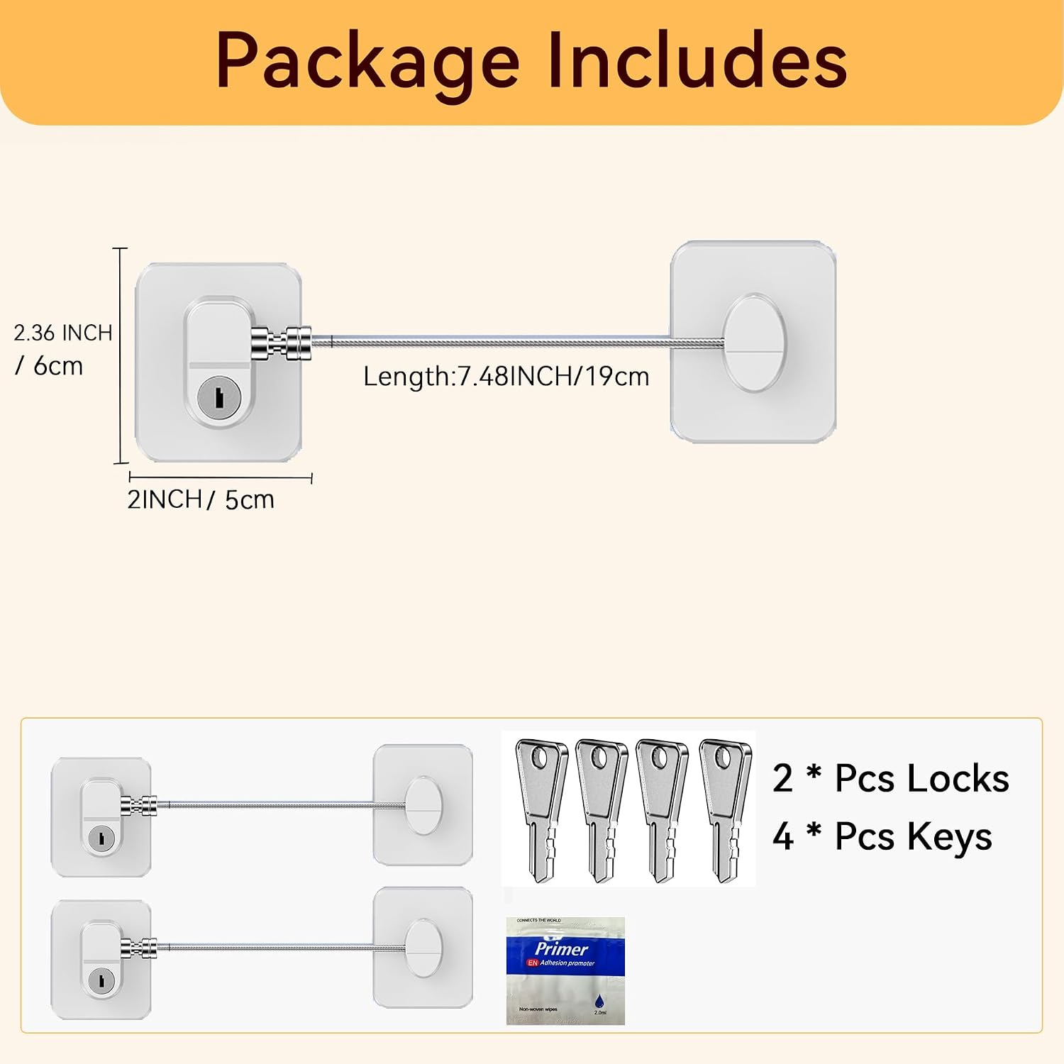 Thumbnail 5 de 2 Pack Fridge Locks with Keys for Child Safety – Self-Adhesive, No Tools