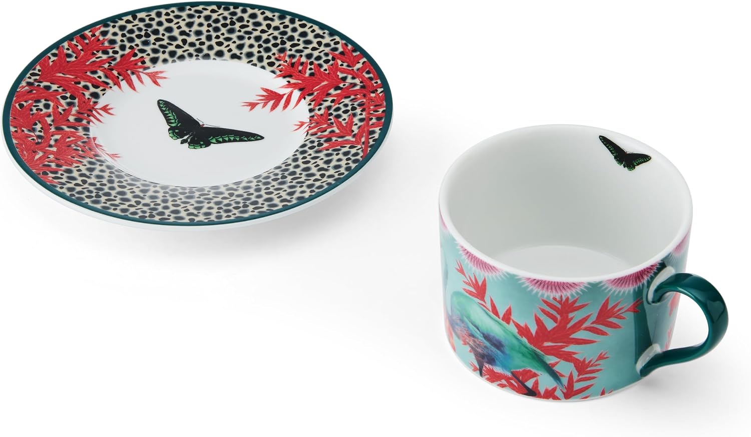 Detalle 2 de Mikasa x Sarah Arnett MKSATCUPBFLY Porcelain Cup and Saucer, 250ml Butterfly Print