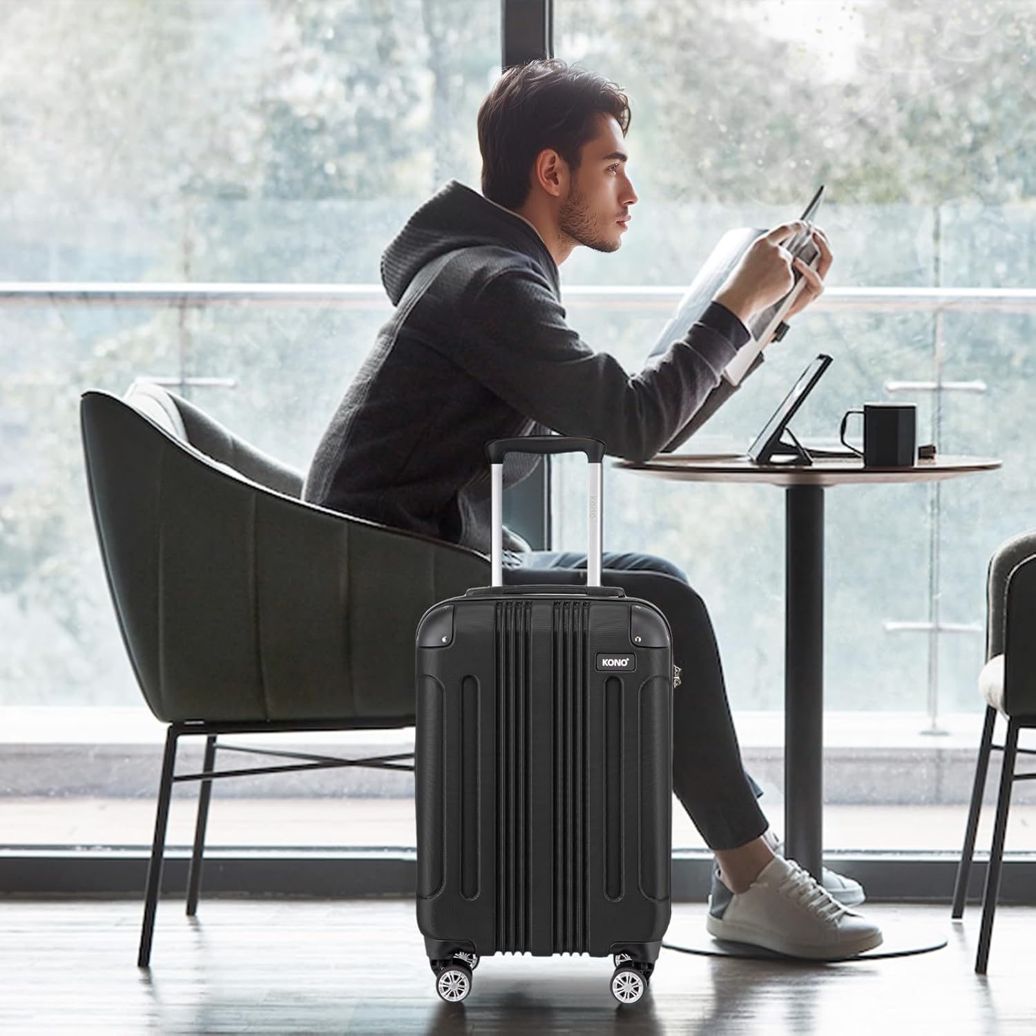 Thumbnail 6 de Kono Cabin Suitcase ABS Lightweight Hard Shell (55x35x20cm, 39L) with 4 Spinner Wheels