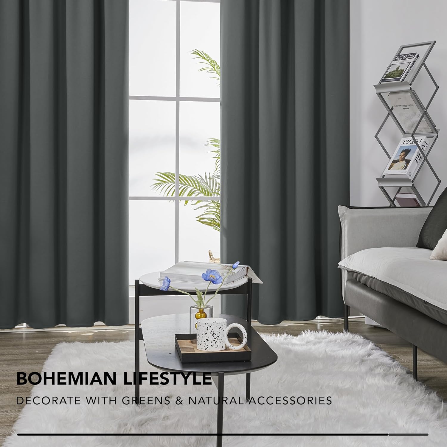 Thumbnail 5 de Deconovo Blickdichte Vorhänge mit Kräuselband – 2er Set, 240x140 cm, Dunkelgrau, Thermogardine/Kälteschutz