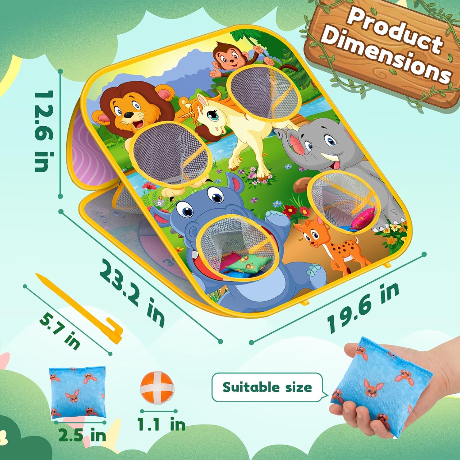 Thumbnail 4 de Bean Bag Toss Game Cornhole Board for Ages 3–8