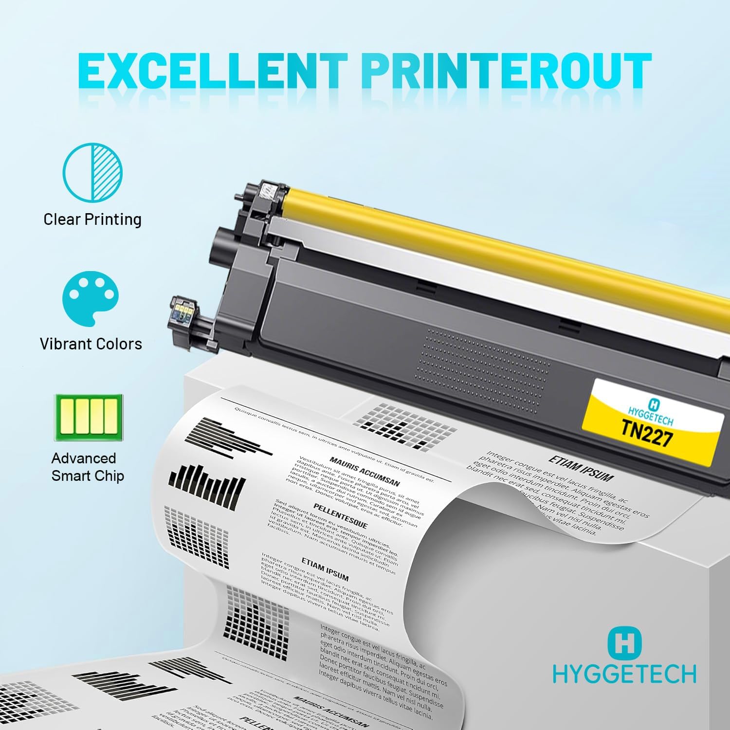 Detalle 2 de Hyggetech TN227 Compatible Toner Cartridges, 4-Pack with Smart Chip