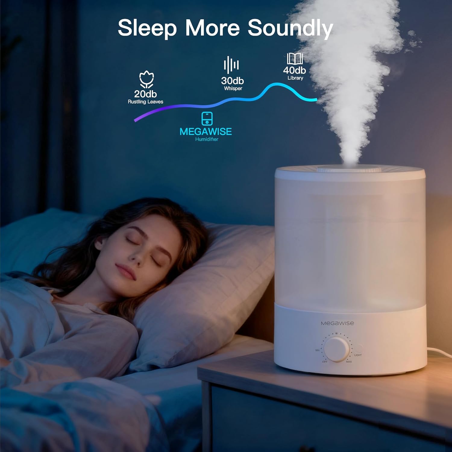 Detalle 2 de MegaWise Ultrasonic Humidifier 3.5 L ๐ง