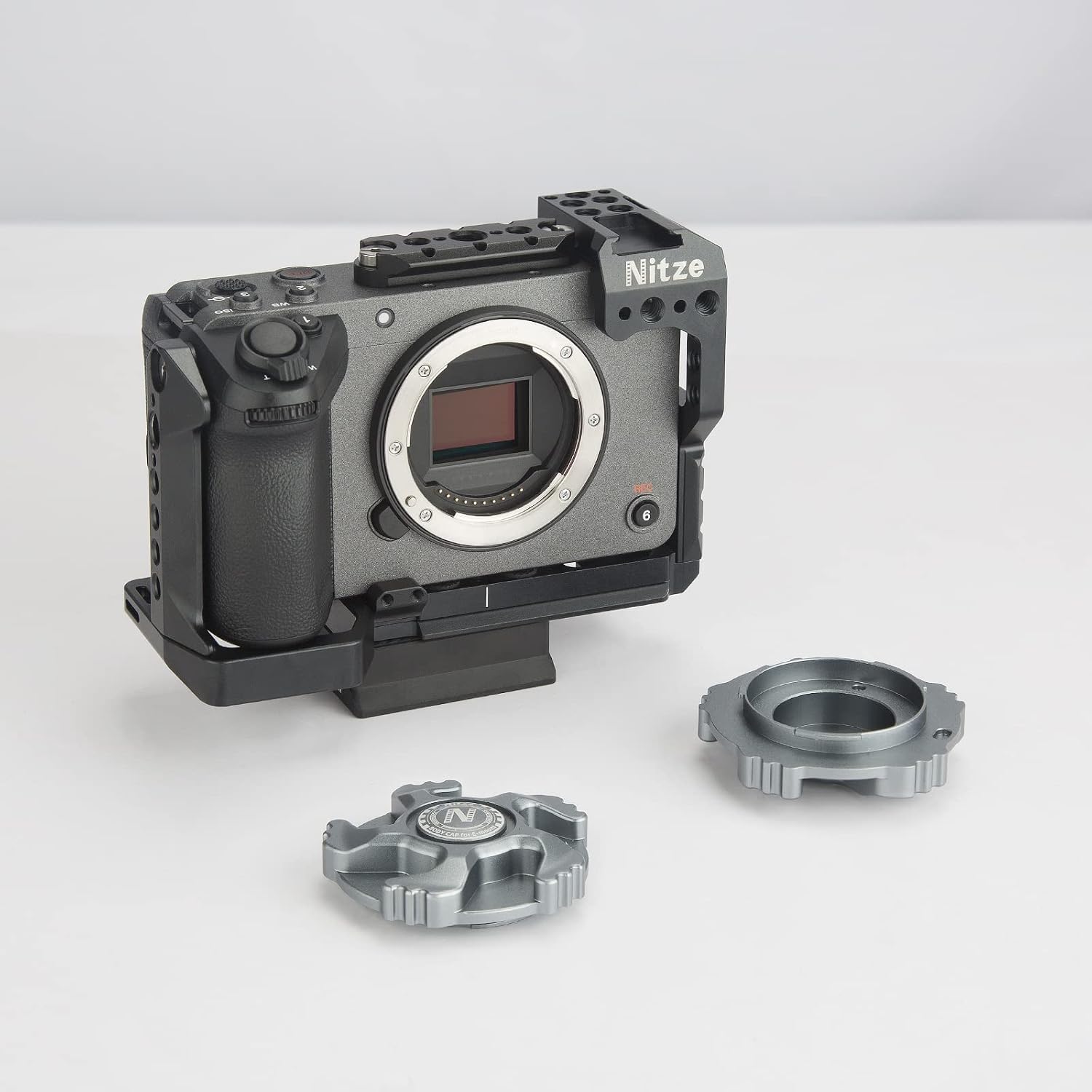 Detalle de Nitze N81-A1 E Mount Gehäusekappe – Aluminium, kompatibel mit Sony E-Mount Kameras