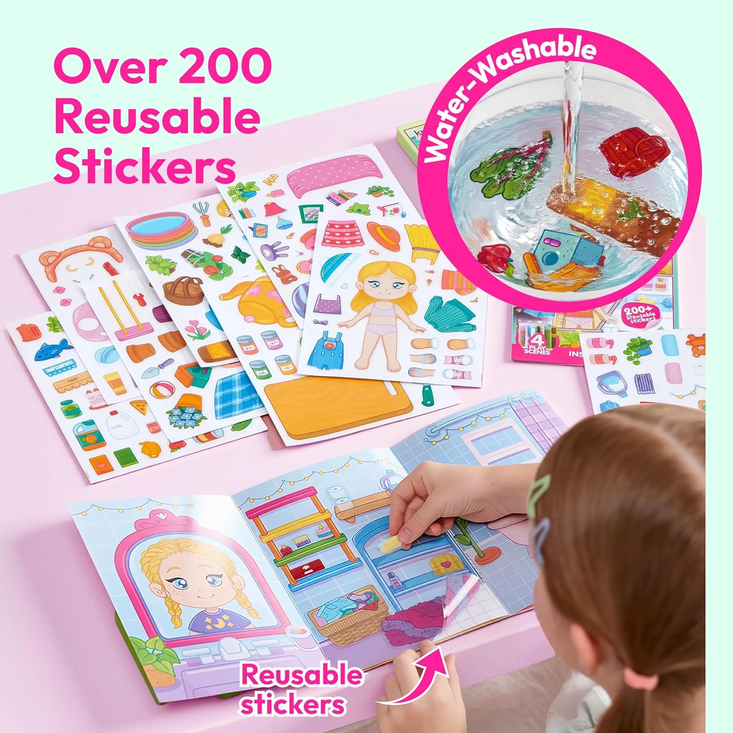 Detalle de Klever Kits Reusable Sticker Book: My Dream Home with 200+ Washable Stickers