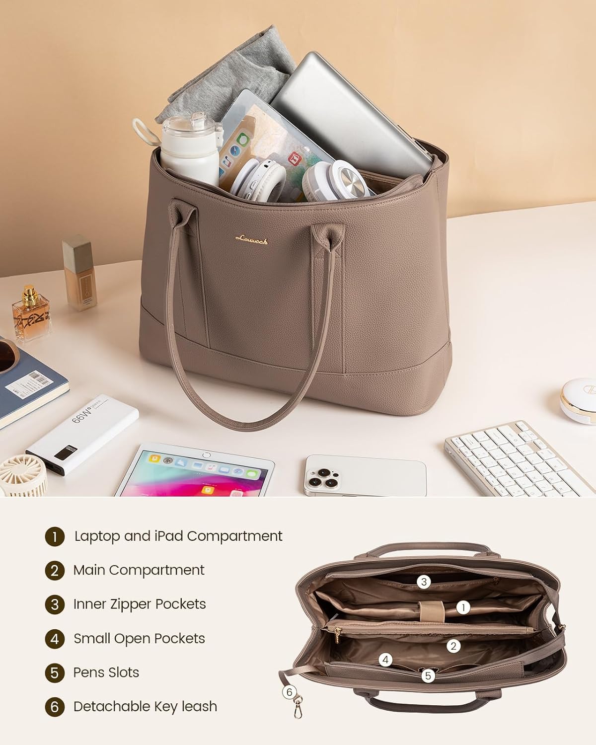 Detalle 2 de LOVEVOOK 15.6" Laptop Tote Bag